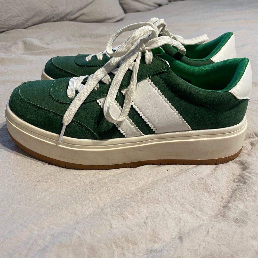 Madden Girl green platform sneakers.